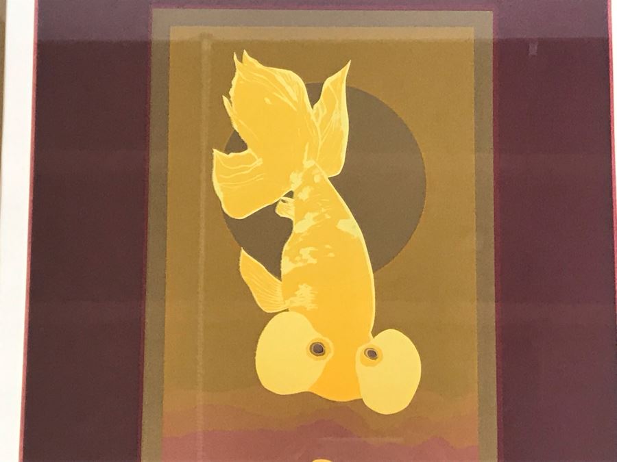 Hand Signed B. Haddock Goldfish Limited Edition Lithograph In Stunning Dovetail Wooden Frame 3 Of 35 - 16W X 22H [Photo 5]