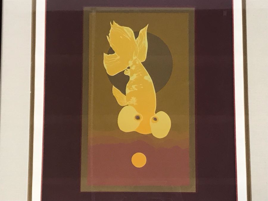 Hand Signed B. Haddock Goldfish Limited Edition Lithograph In Stunning Dovetail Wooden Frame 3 Of 35 - 16W X 22H [Photo 4]