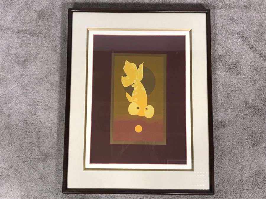 Hand Signed B. Haddock Goldfish Limited Edition Lithograph In Stunning Dovetail Wooden Frame 3 Of 35 - 16W X 22H [Photo 2]