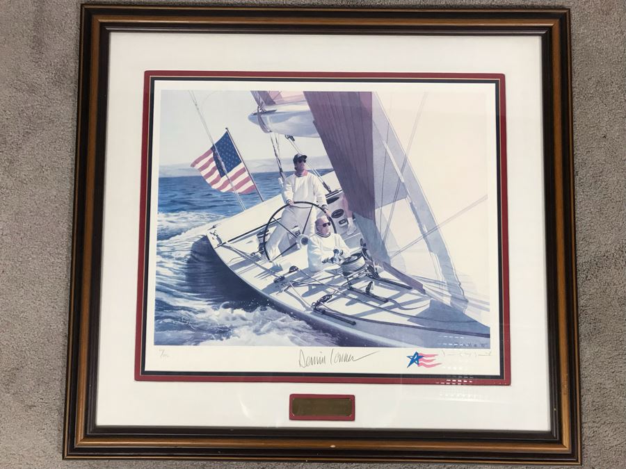 Hand Signed Dennis Conner Yacht Print Titled 'Attitude, Lift And Airborne!' Signed By Dennis Conner And Artist Daniel M. Smith (Official Artist For Team Dennis Conner) 21 X 18 [Photo 2]