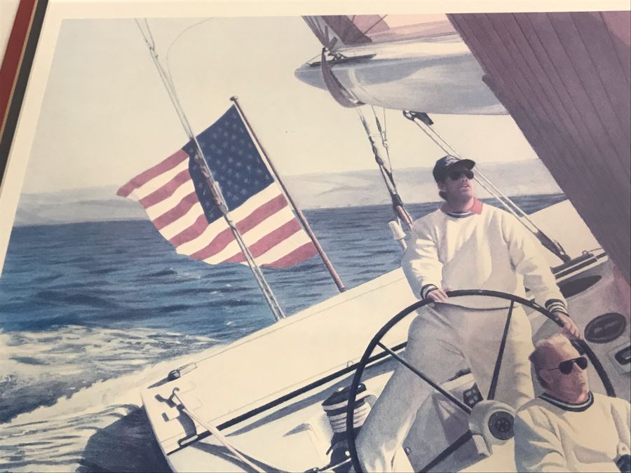 Hand Signed Dennis Conner Yacht Print Titled 'Attitude, Lift And Airborne!' Signed By Dennis Conner And Artist Daniel M. Smith (Official Artist For Team Dennis Conner) 21 X 18 [Photo 11]