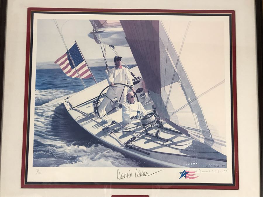 Hand Signed Dennis Conner Yacht Print Titled 'Attitude, Lift And Airborne!' Signed By Dennis Conner And Artist Daniel M. Smith (Official Artist For Team Dennis Conner) 21 X 18 [Photo 3]