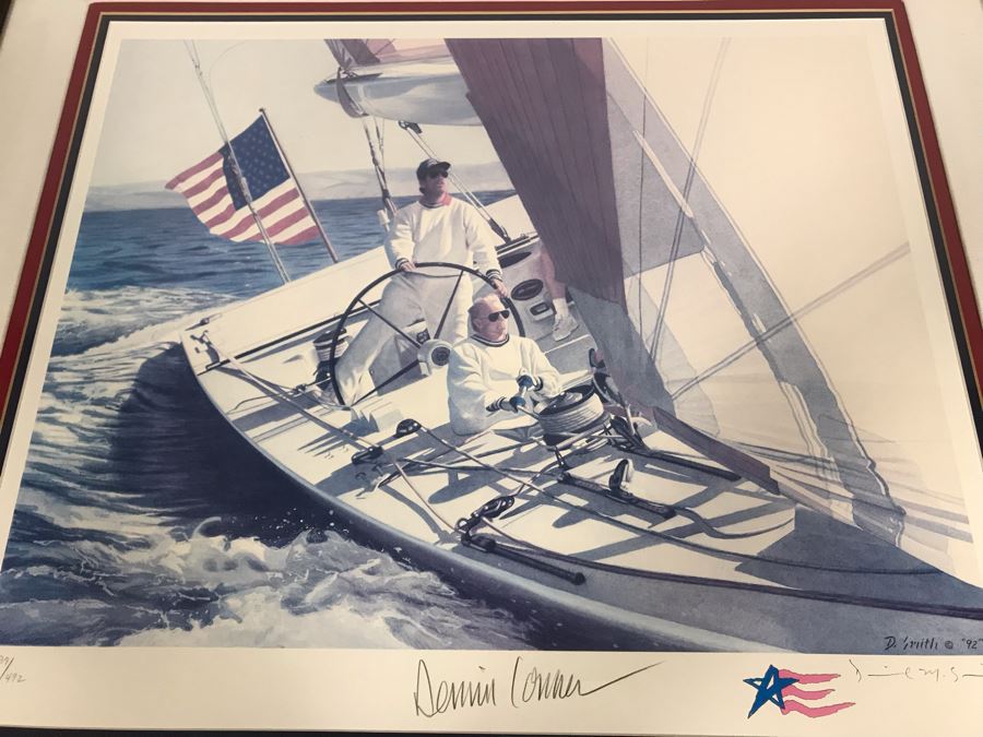 Hand Signed Dennis Conner Yacht Print Titled 'Attitude, Lift And Airborne!' Signed By Dennis Conner And Artist Daniel M. Smith (Official Artist For Team Dennis Conner) 21 X 18 [Photo 9]