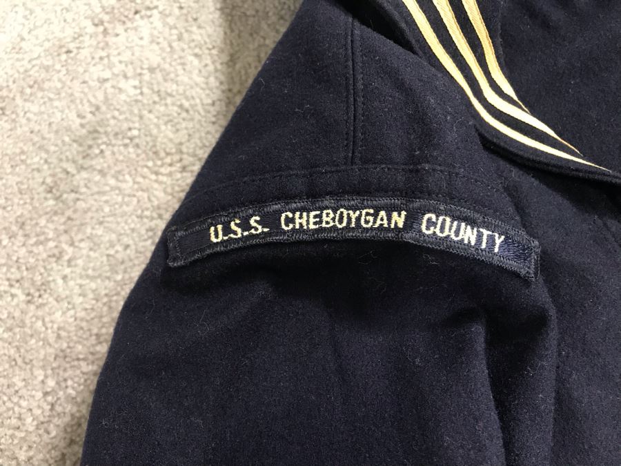 Old WWII NAVY Uniform U.S.S. Cheboygan County (LST-533), Name: Stone D.A., Service No. 380-576 [Photo 5]