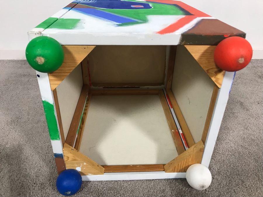 Original Jean Klafs Abstract Expressionist Paintings On Canvas Pedestal Stand Table Furniture Unsigned 12.5W X 12.5D X 19.5H [Photo 7]