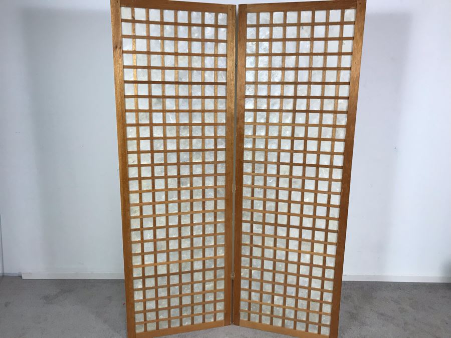 2-Panel Wooden Organic Shell Screen 48W X 72H [Photo 1]