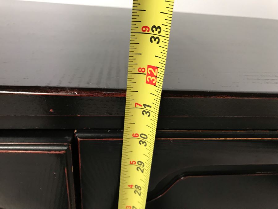 Stunning Black And Red Chinoiserie Wooden Chest Of Drawers Dresser 72W X 19D X 31.5H [Photo 15]