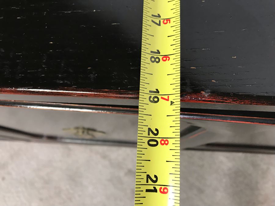 Stunning Black And Red Chinoiserie Wooden Chest Of Drawers Dresser 72W X 19D X 31.5H [Photo 14]