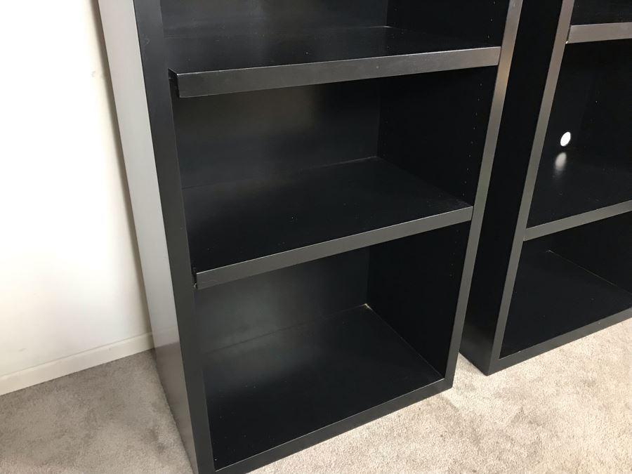 Pair Of Black Solid Wood Adjustable Shelves Bookcases Bookshelves Each 29W X 16D X 72H [Photo 3]