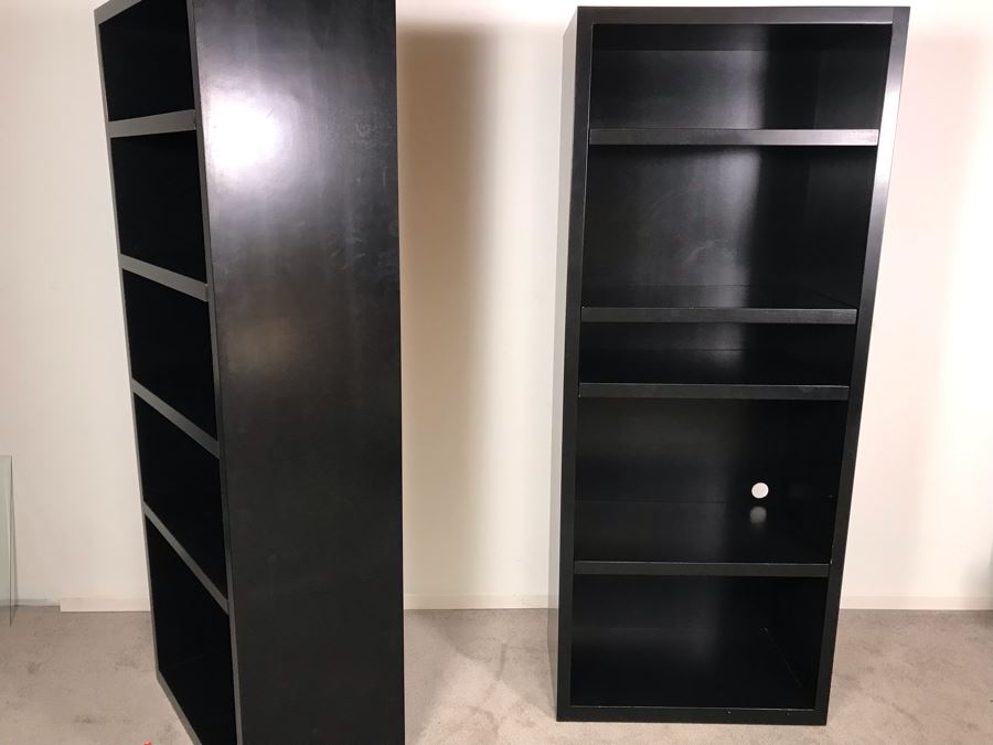 Pair Of Black Solid Wood Adjustable Shelves Bookcases Bookshelves Each 29W X 16D X 72H [Photo 7]