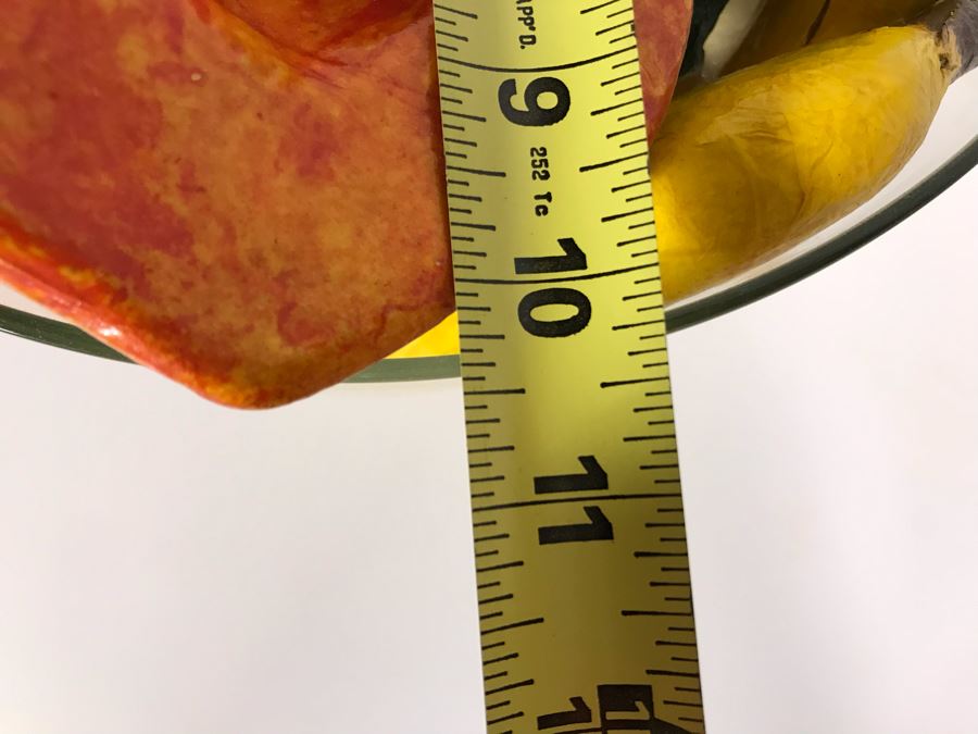 Footed Glass Centerpiece Bowl With Faux Fruit 10W X 10H [Photo 8]