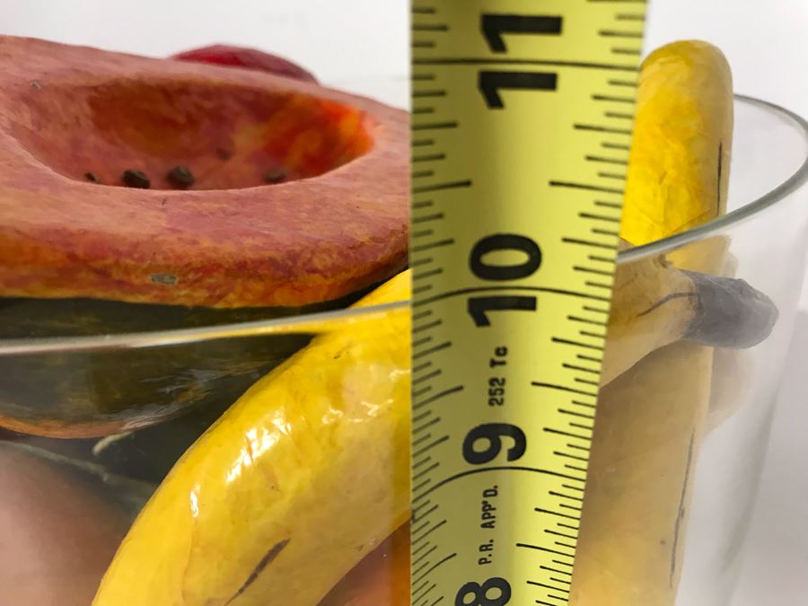 Footed Glass Centerpiece Bowl With Faux Fruit 10W X 10H [Photo 9]