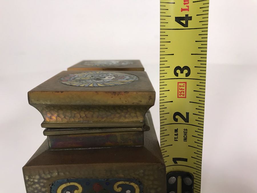 Brass Cloisonne Double Inkwell 5W X 2.5D X 3H [Photo 10]