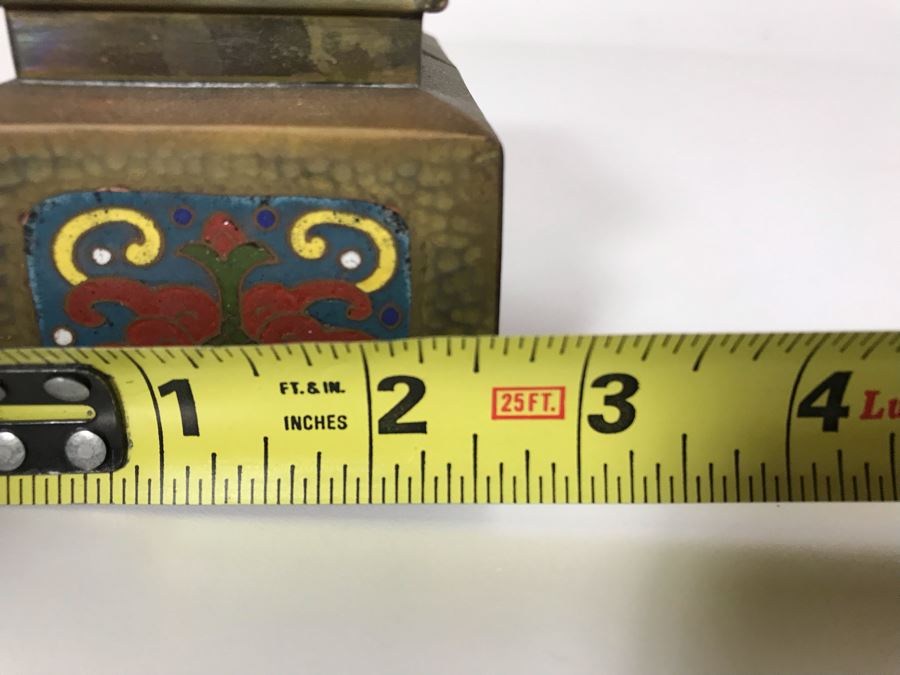 Brass Cloisonne Double Inkwell 5W X 2.5D X 3H [Photo 9]