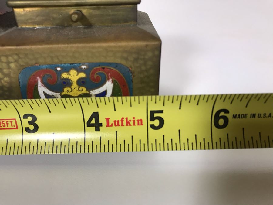 Brass Cloisonne Double Inkwell 5W X 2.5D X 3H [Photo 8]