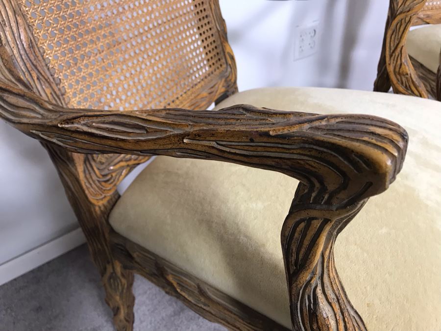 Pair Of Tree Branch Side Chairs Armchairs By Jeffco Enterprises (Seat Cushions Need Replacement) [Photo 5]