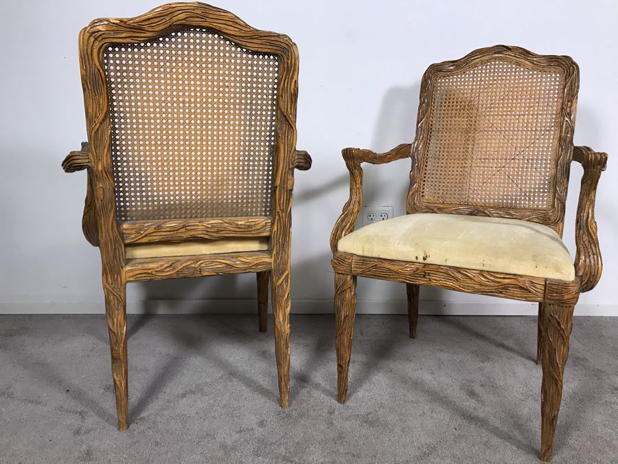 Pair Of Tree Branch Side Chairs Armchairs By Jeffco Enterprises (Seat Cushions Need Replacement) [Photo 8]