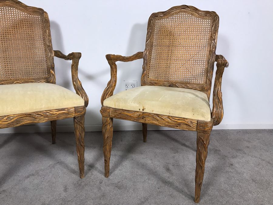 Pair Of Tree Branch Side Chairs Armchairs By Jeffco Enterprises (Seat Cushions Need Replacement) [Photo 3]