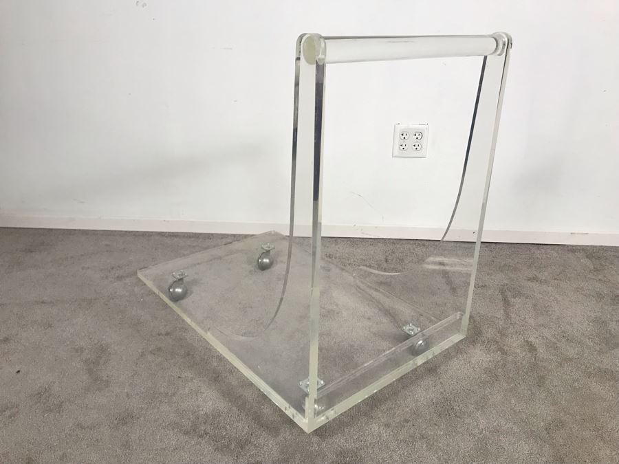 Custom Mid-Century Modern Lucite Rolling Cart With Handle 32W X 20D X 31H [Photo 3]