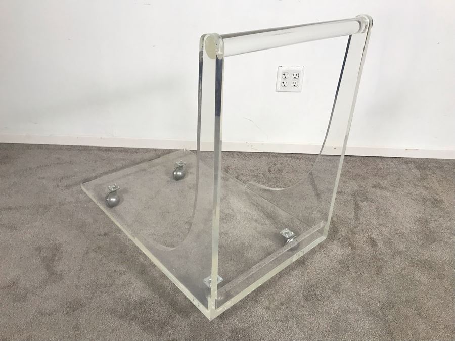 Custom Mid-Century Modern Lucite Rolling Cart With Handle 32W X 20D X 31H [Photo 4]
