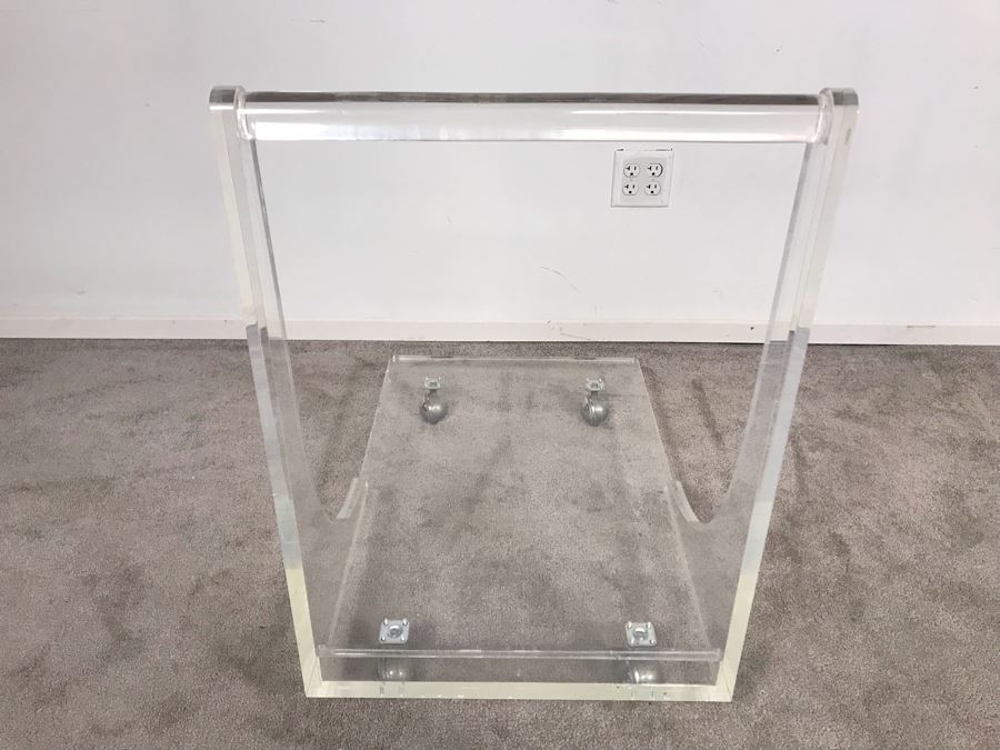 Custom Mid-Century Modern Lucite Rolling Cart With Handle 32W X 20D X 31H [Photo 7]