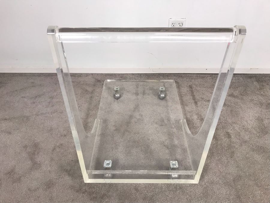 Custom Mid-Century Modern Lucite Rolling Cart With Handle 32W X 20D X 31H [Photo 8]