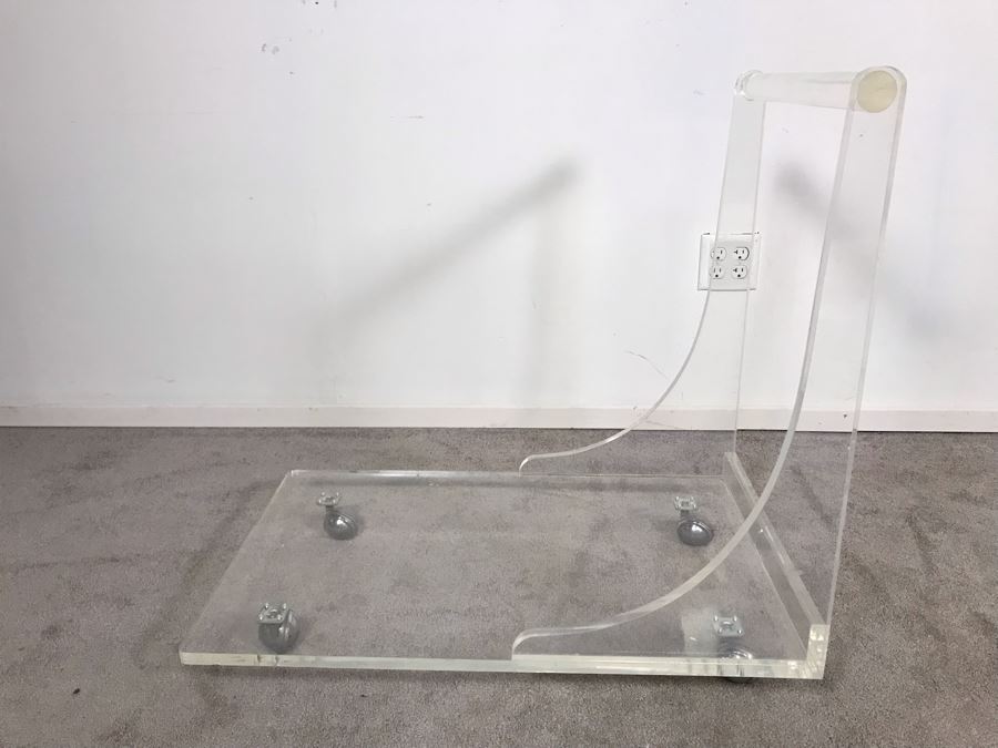 Custom Mid-Century Modern Lucite Rolling Cart With Handle 32W X 20D X 31H [Photo 5]