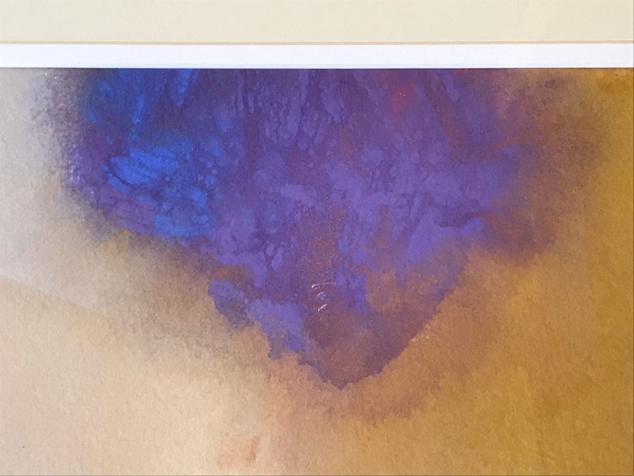 Dick Phillips (1933-2011) Original Acrylic On Paper Abstract Painting Titled 'Equipoise' Purchased From Riggins Gallery In Scottsdale, AZ For $900 In 1990 (Glass Has Internal Chips Near Edge Of Frame) 20 X 9.5 [Photo 9]