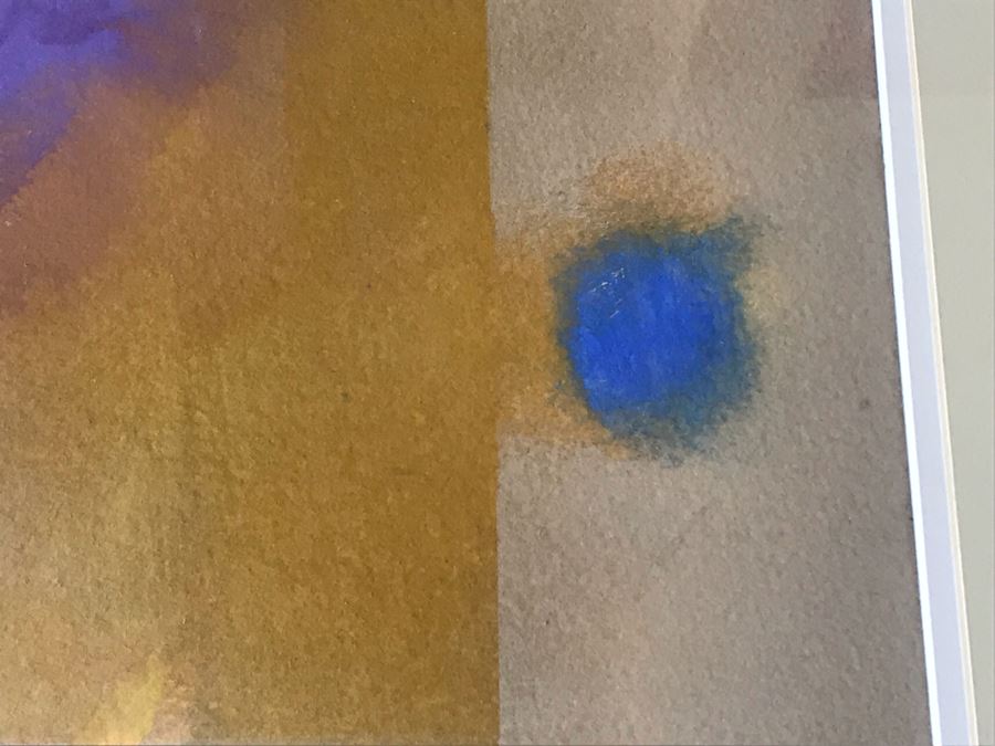 Dick Phillips (1933-2011) Original Acrylic On Paper Abstract Painting Titled 'Equipoise' Purchased From Riggins Gallery In Scottsdale, AZ For $900 In 1990 (Glass Has Internal Chips Near Edge Of Frame) 20 X 9.5 [Photo 10]