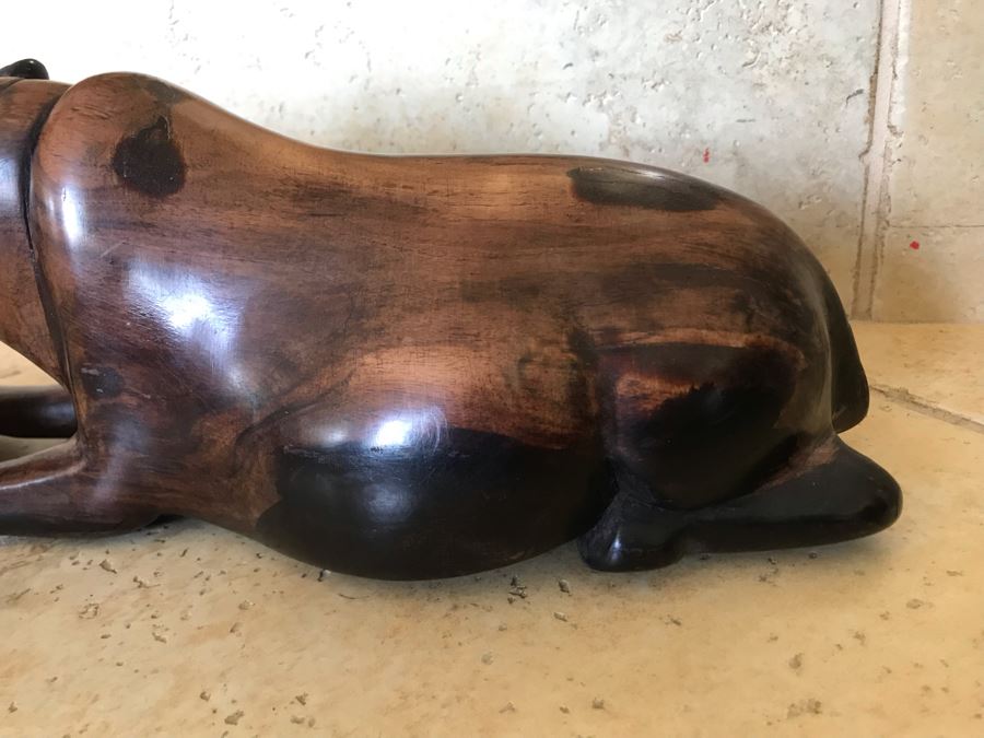 Large Hand Carved Ironwood Hippopotamus With Baby Sculpture Figurine 15W X 5D X 5H [Photo 7]