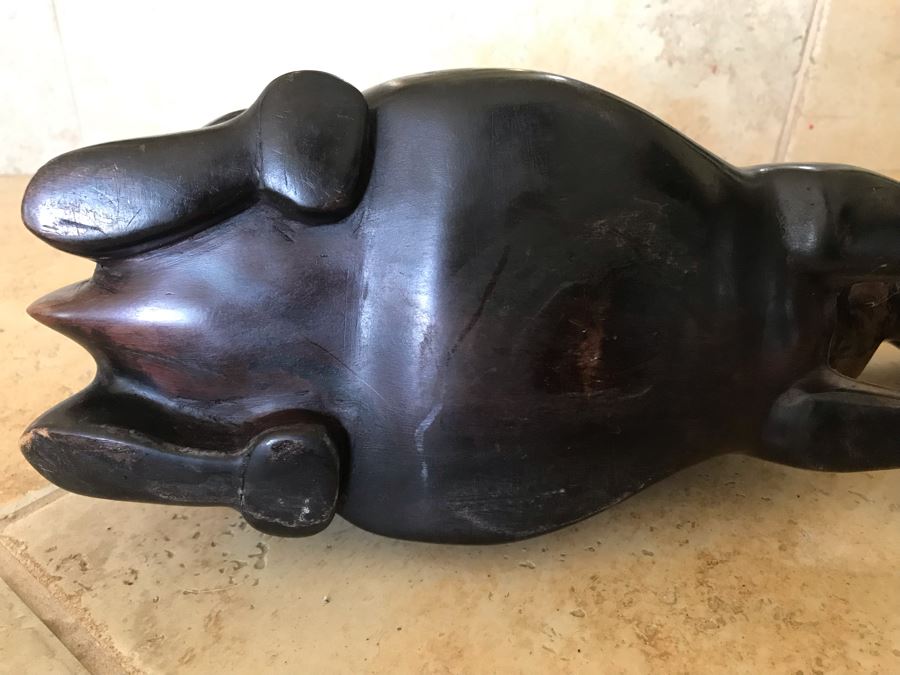 Large Hand Carved Ironwood Hippopotamus With Baby Sculpture Figurine 15W X 5D X 5H [Photo 11]
