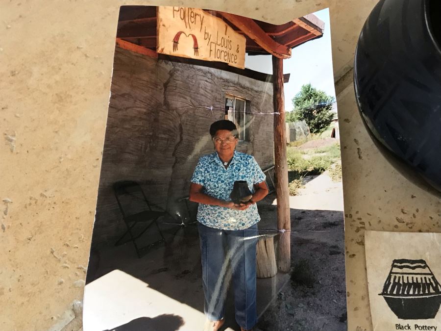 Signed Native American Black Pottery By Florence Naranjo San Ildefonso Pueblo Santa Fe, NM 4W X 3H [Photo 9]