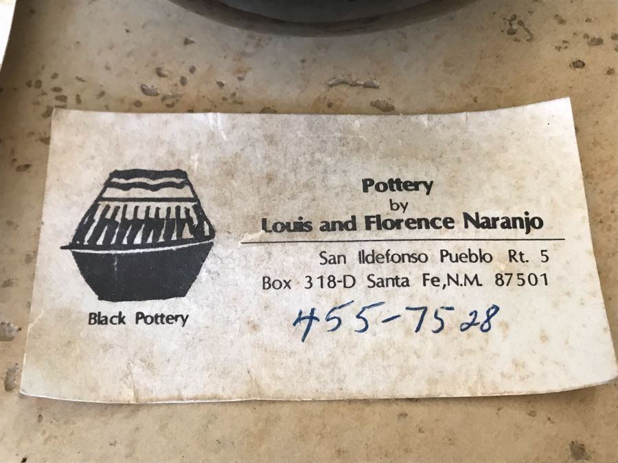 Signed Native American Black Pottery By Florence Naranjo San Ildefonso Pueblo Santa Fe, NM 4W X 3H [Photo 8]