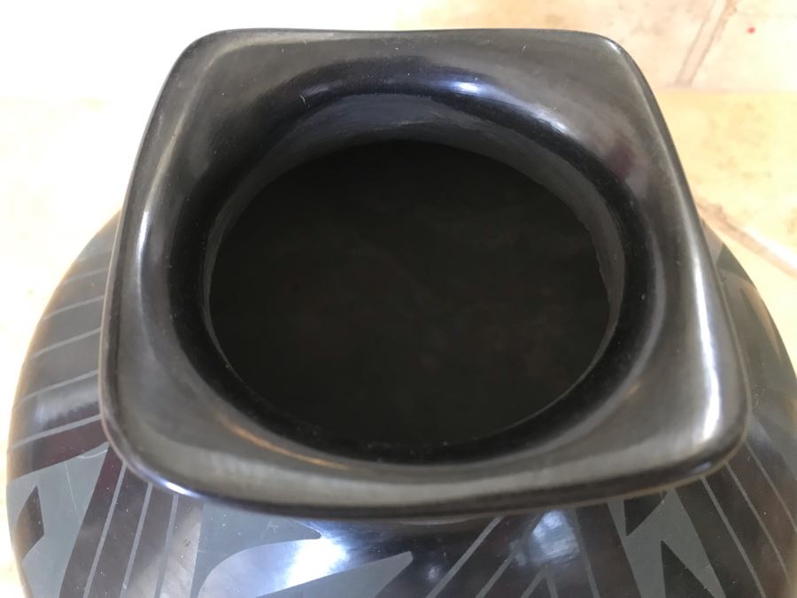 Signed Native American Black Pottery By Geronimo Villalpando (Jeronimo) 7W X 5H [Photo 9]