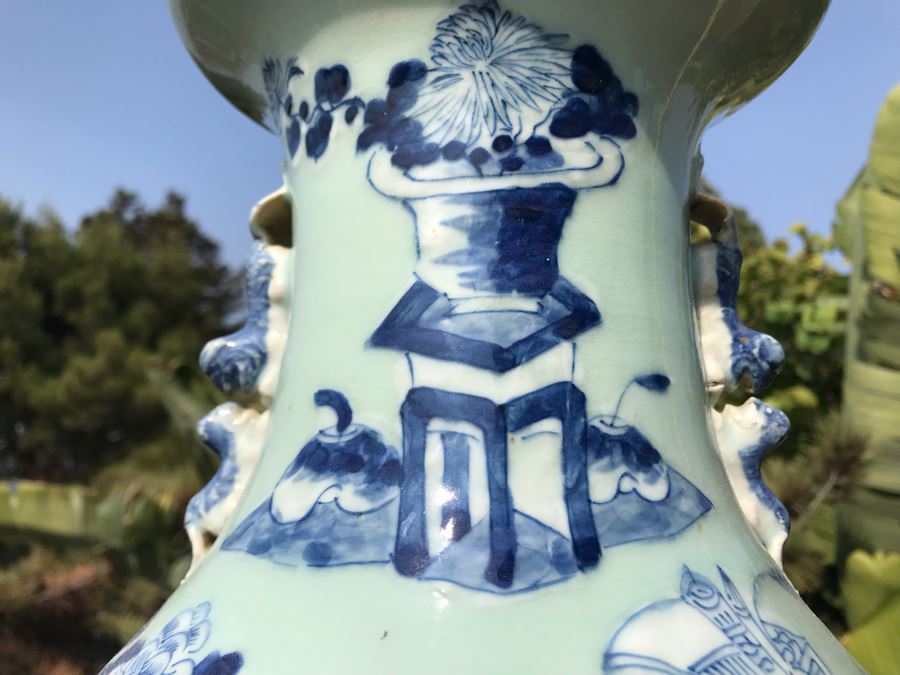 Large Antique Chinese Porcelain Jar Collected In Beijing China Crafted In Reign Of The Ch'ing Dynasty Emperor T'ung Chih (1861-1875) 17H X 9W [Photo 4]
