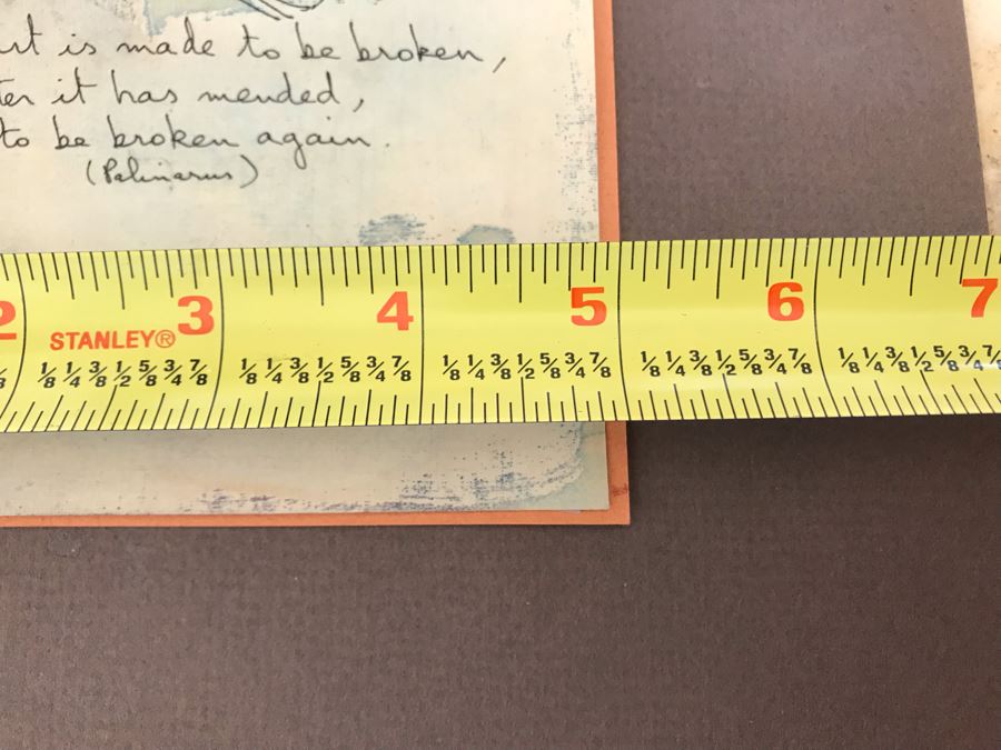 Original Stella Popowski Mid-Century Painting On Paper Titled 'The Heart Is Made To Be Broken, And After It Has Mended, To Be Broken Again.' 5 X 8 [Photo 9]