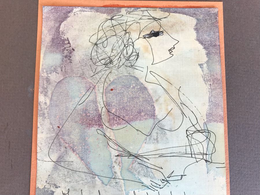 Original Stella Popowski Mid-Century Painting On Paper Titled 'The Heart Is Made To Be Broken, And After It Has Mended, To Be Broken Again.' 5 X 8 [Photo 3]