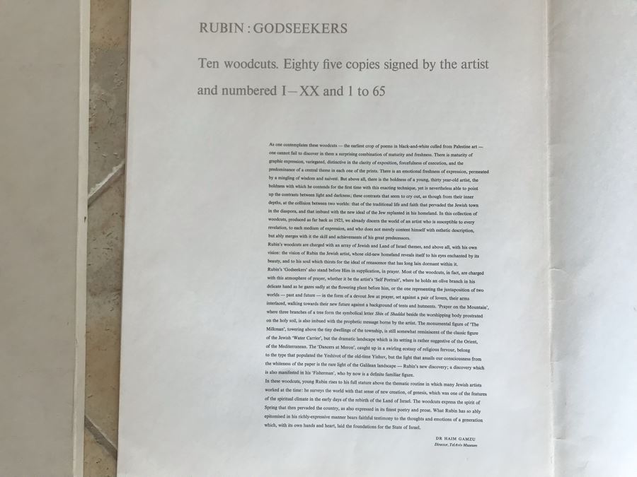 Reuven Rubin (1893-1974) Rare Original Set Of Six Out Of Print Wood Cuts 13 X 11 Individually Hand Signed With Presentation Box And Large Flyer 12 Of 65 (One Of Israel's Top Artists) [Photo 12]