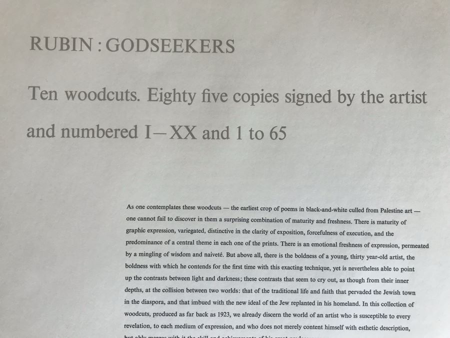 Reuven Rubin (1893-1974) Rare Original Set Of Six Out Of Print Wood Cuts 13 X 11 Individually Hand Signed With Presentation Box And Large Flyer 12 Of 65 (One Of Israel's Top Artists) [Photo 13]