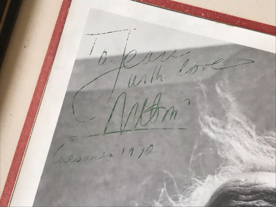 Hand Signed Reuven Rubin (1893-1974) Photograph Personalized To Jean Klafs And Newspaper Article Discussing Her Trip To Meet With Rubin In Israel To Purchase Some Of His Artwork For Her Souk Gallery In Newport Beach, CA 11 X 13 [Photo 5]