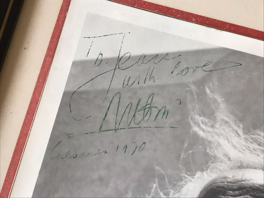 Hand Signed Reuven Rubin (1893-1974) Photograph Personalized To Jean Klafs And Newspaper Article Discussing Her Trip To Meet With Rubin In Israel To Purchase Some Of His Artwork For Her Souk Gallery In Newport Beach, CA 11 X 13 [Photo 4]