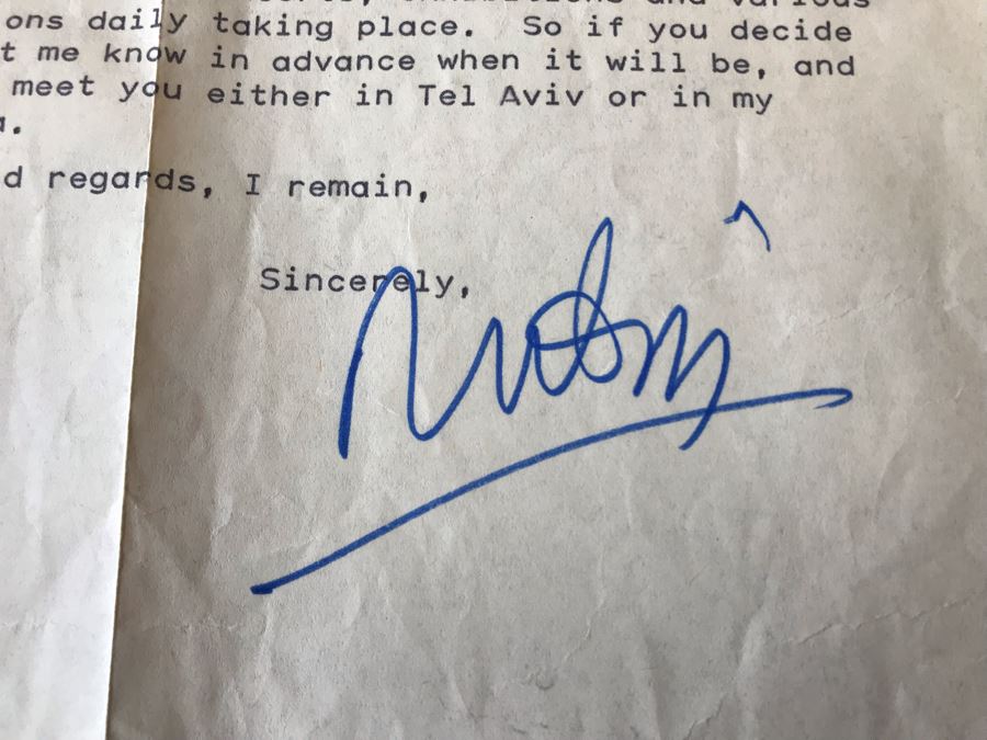 Hand Signed Reuven Rubin (1893-1974) Letter Welcoming Jean Klafs To Visit Him In Tel Aviv, Israel With Insightful Commentary On Endless War In Israel Dated 1970 [Photo 4]