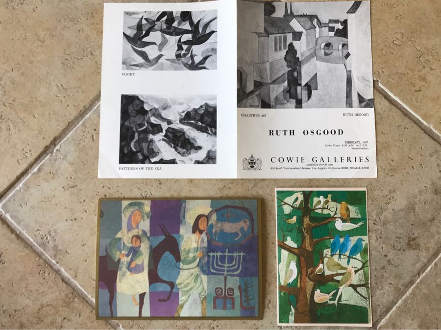 Pair Of Hand Signed Ruth Osgood Greeting Cards And Ruth Osgood Artist Flyer From Cowie Galleries In L.A. [Photo 2]