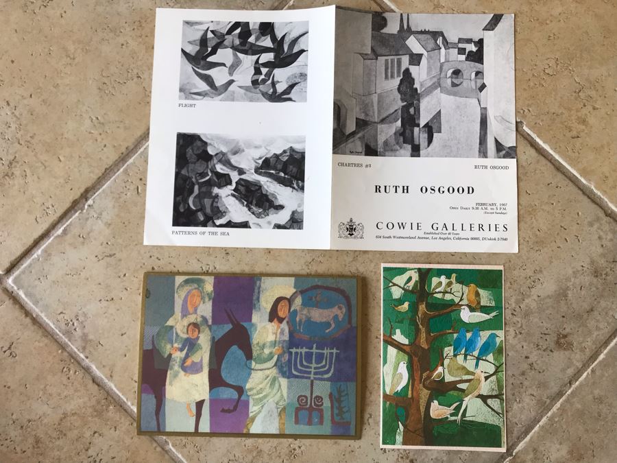 Pair Of Hand Signed Ruth Osgood Greeting Cards And Ruth Osgood Artist Flyer From Cowie Galleries In L.A. [Photo 3]