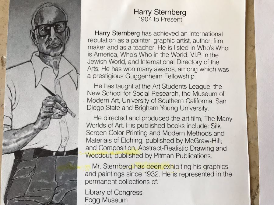 Hand Signed Harry Sternberg (1904-2001) Receipt For Reuven Rubin Woodcut And Harry Sternberg Artist Bio Card [Photo 8]