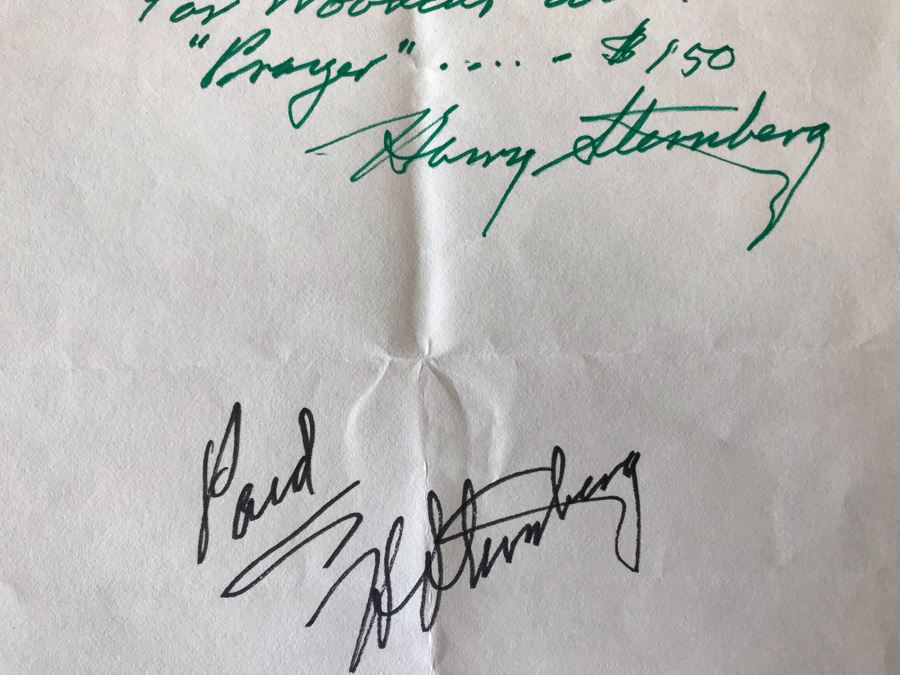 Hand Signed Harry Sternberg (1904-2001) Receipt For Reuven Rubin Woodcut And Harry Sternberg Artist Bio Card [Photo 5]