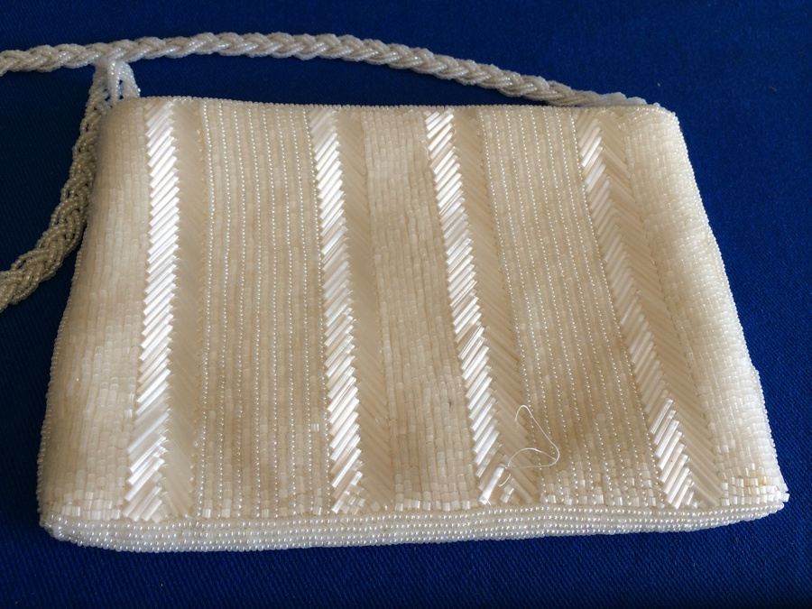 Vintage White Beaded Purse Clutch - Hong Kong [Photo 4]