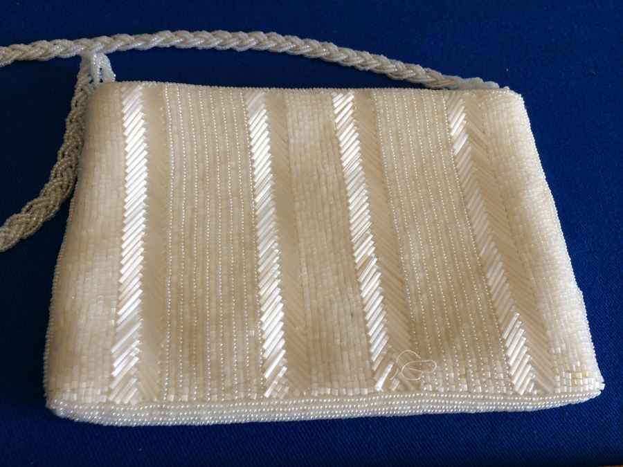 Vintage White Beaded Purse Clutch - Hong Kong [Photo 1]