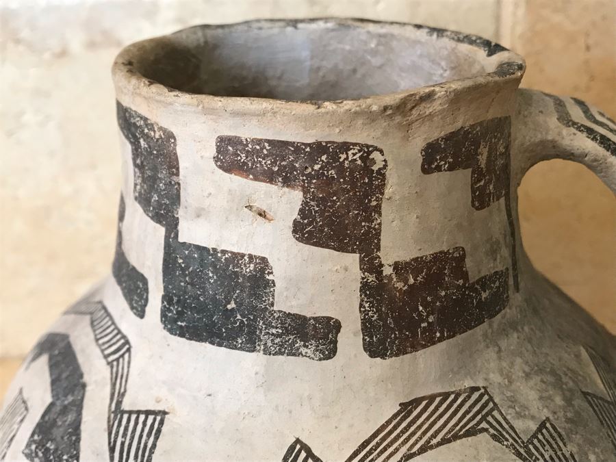 Early Native American Tularosa Black On White Pottery Pitcher With Handle (6 5/8'H - Neck Is 2 3/16'H) Appraised $300 In 1980s By Matt Thomas Tempe, AZ [Photo 6]
