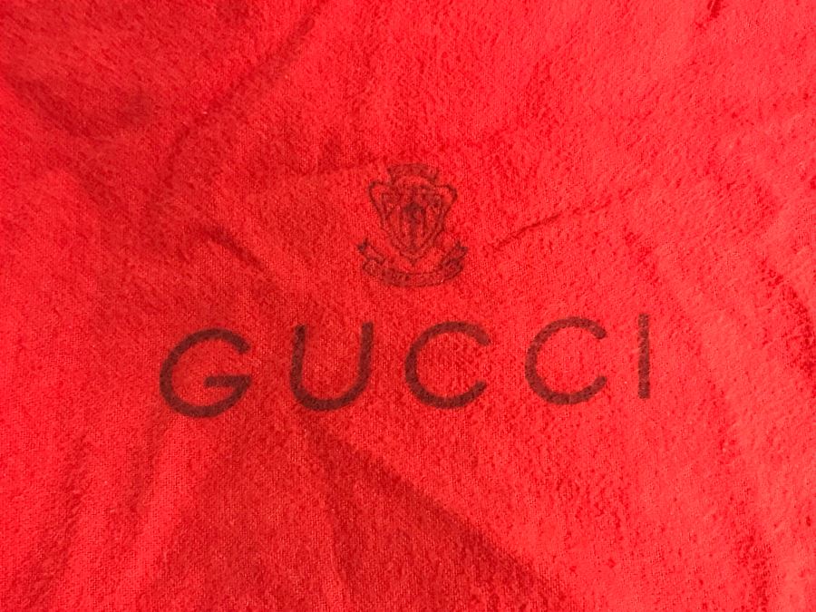 GUCCI Italy Gold Tone Metal Chain Belt With Red GUCCI Dust Cover [Photo 11]